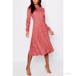 Orange Red Polka Dot Dress